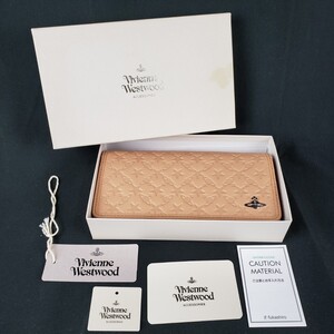 未使用品 ヴィヴィアンウエストウッド Vivienne Westwood かぶせ 長財布 星 型押し ベージュ 箱付き