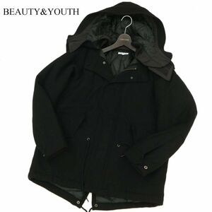 BEAUTY&YOUTH ユナイテッドアローズ 秋冬 2WAY! フード着脱可 中綿 ウール★ 尾州 モッズコート Sz.M　メンズ 黒　C3T10380_B#N