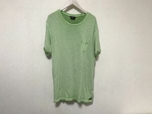 本物ディーゼルDIESEL 55DSLコットンポケットムラ染め半袖TシャツメンズアメカジサーフミリタリーSストリートLインド製緑グリーン