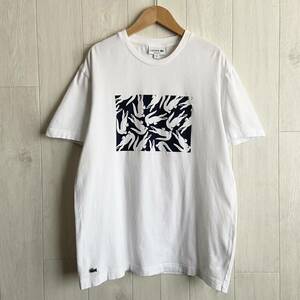 【1円スタート】 LACOSTE ラコステ ボックスロゴ 刺繍ロゴ 半袖 Tシャツ 白 ホワイト