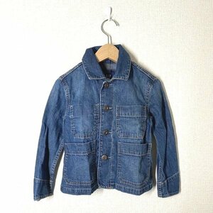 新品 XS(110cm) キッズ / GAP ギャップ 加工デニムジャケット インディゴ 子供