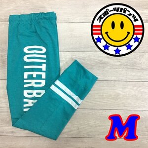 SDN4-297★USA買付★【OUTER BANKS】裾ボーダー ジョガーパンツ【サイズ M】ターコイスブルー スウェットパンツ USA古着 SURF 薄手