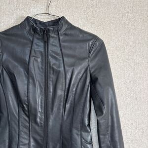 【美品】 ARMANI EXCHANGE アルマーニ　シングルレザージャケット　革ジャン　ブルゾン　レザー　BLK XS ブラック ライダースジャケット