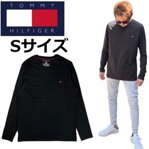 トミーヒルフィガー ロンT 長袖 Tシャツ 09T3118 ブラック Sサイズ 刺繍ロゴ ワンポイントロゴ メンズ レディース TOMMY HILFIGER 新品