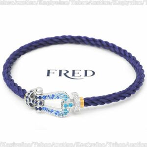 750 FRED フォース10 ブルーグラデーション ラージモデル ブレスレット 19 K18WG 18金ホワイトゴールド サファイア ダイヤ フレッド 403085