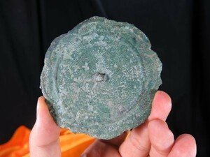 A　高麗八花鏡　高麗時代　朝鮮　遺跡発掘品　韓国　副葬品　明器 緑青