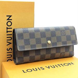 日常に溶け込む上質感★　ルイヴィトン Louis Vuitton　長財布 ダミエ ポルトトレゾール インターナショナル N61217　ブラウン