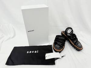 D7371*10　美品　SACAI　サカイ　23-06727　ブラック　COWHIDE EVA　サイズ36　23㎝　サンダル　レディース　保存袋・箱付き