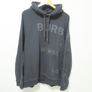 美品 BURBERRY バーバリー Horse Ferry Print Hoodie ホースフェリープリント プルオーバー スウェットパーカー 8028539 XL ブラック