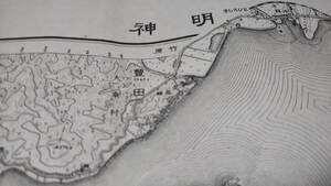 　古地図 明神　徳島県　地図　資料　地形図　46×57cm　　明治14年測量　　昭和22年印刷　発行　B