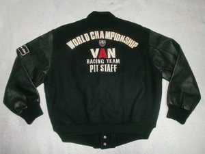 ★`70s旧VAN JAC./日本製 VAN RACING TEAM ヴィンテージ袖革スタジャン L オールドヴァンジャケット製 PIT STAFF アワードジャケット