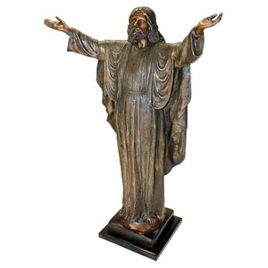 両腕を高く上げたイエスキリスト鋳造ブロンズ製彫像ガーデン西洋彫刻ヨーロッパ置物オブジェカトリック教会祭壇贈物輸入品