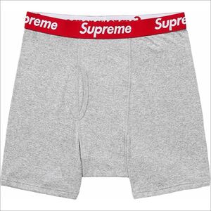 送料無料 XL グレー Supreme Hanes Boxer Briefs (2Pack) Heather Grey シュプリーム ヘインズ ボクサーパンツ ２枚セット 24SS 新品未開封