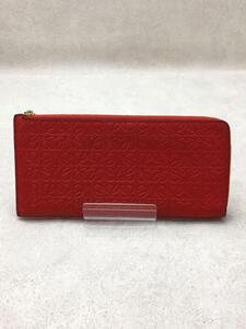 LOEWE◆長財布/レザー/RED/総柄/レディース