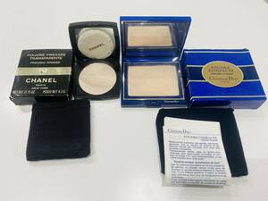 M355 新品同様 シャネル CHANEL POUDRE PRESSEE TRANSPARENTE フェイスパウダー 4.3g Dior POUDRE COMPACTE 8g 2点セット ディオール