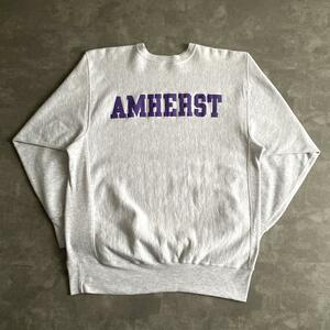 90s ビンテージ USA製 チャンピオン 両面プリント AMHERST COLLEGE アマースト大学 リバースウィーブ スウェット 実寸 XL グレー×パープル