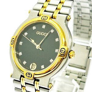 【1円スタート】【箱付き】GUCCI グッチ 9000M SS×GP ブラック文字盤 クオーツ メンズ腕時計 ジャンク 359775