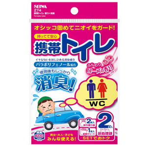 セイワ 携帯トイレ 香り+消臭 ローズの香り 容量600ｃｃ 2個入 Z74