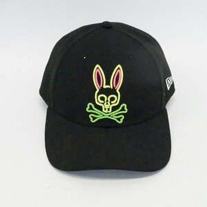 中古 美品 PSYCHO BUNNY サイコバニー キャップ ゴルフ 帽子 ニューエラ ブラック 黒