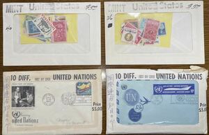 貴重！国連初日カバー Air Mail計28通と米国切手(未使用)計数十枚 国際連合First Day Cover UNITED NATIONS封筒ハガキ切手 手渡可(枚方市)