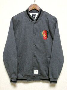 ★美品★CROOKS&CASTLES クルックス&キャッスルズ 両面プリント スウェット スタジャン S★グレー ジャケット アウター ストリート 秋冬