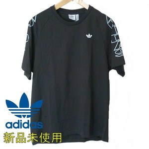 新品未使用◆送料無料◆(XL)(OT)アディダスオリジナルス adidasoriginals 黒ルーズ レター Tシャツ/レディース／オーバーサイズフィット