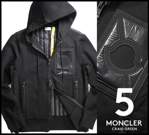 新品【MONCLER GENIUS モンクレール ジーニアス】伊製/5 クレイググリーンCRAIG GREEN/スウェットナイロンダウンパーカージャケットM