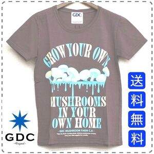 男女兼用 ユニセックス メンズMサイズ 茶 GDC ジーディーシー 半袖プリントTシャツ マッシュルーム 綿100% コットン 全国送料無料 A611