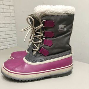 SOREL ソレル スノーブーツ 25cm グレー パープル WMN