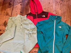 ノースフェイス レディース フリース レイヤー インナー M、Sサイズ 3枚セット/NORTH FACE 作業着 防寒 キャンプ 雪 ゴルフ 釣り ガレージ