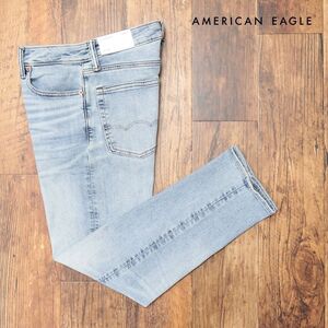 AMERICAN EAGLE/34インチ/デニムパンツ 0116-6494 ストレッチ◎ ウォッシュ ダメージ テーパード 新品/青/ブルー/ih267/