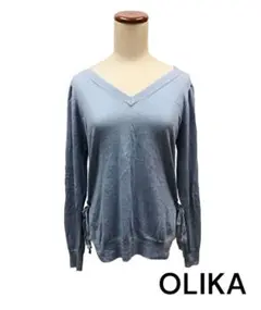 AMH　OLIKA　オリカ　カシミヤ混　サイドリボン深Vネックニット