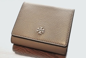 Tory Burch トリーバーチ BLAKE ブレイク カラーブロック シボレザー 三つ折り 財布 未使用