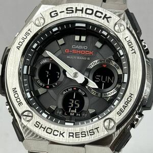 極美品 G-SHOCK GST-W110D-1AJF G-STEEL/Gスチール タフソーラー 電波受信 電波ソーラー マルチバンド6 メタルバンド ブラック アナデジ