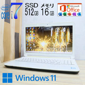 ★美品 最上級4コアi7！新品SSD512GB メモリ16GB★AH77/G Core i7-2670QM Webカメラ Win11 MS Office2019 Home&Business ノートPC★P71693