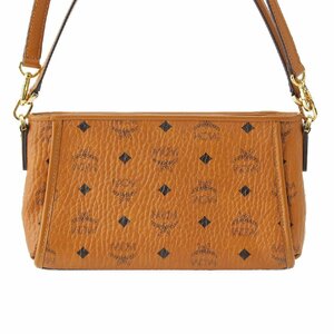 【エムシーエム】MCM　ヴィセトス レザー ロゴ入り 総柄 2way ハンドバッグ ショルダーバック ブラウン 【中古】【正規品保証】212697