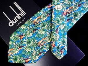 ♪今週の特売980円～♪2121♪状態並品【dunhill】ダンヒル【鳥 葉っぱ 植物 dロゴ 柄】ネクタイ♪