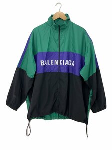 BALENCIAGA◆ロゴプリントポプリンシャツブルゾン/44/ポリエステル/グリーン/無地/534317 TB012//