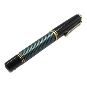 ペリカン スーベレーンM1000グリーンストライプ 万年筆 ブランドオフ Pelikan K18WG（ホワイトゴールド） 万年筆 中古 メンズ レディース