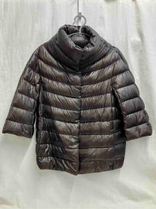 HERNO BOLLA DOWN JACKET COAT ヘルノ 七歩袖 グース ダウン ジャケット サイズ40 茶 ダーク ブラウン 店舗受取可