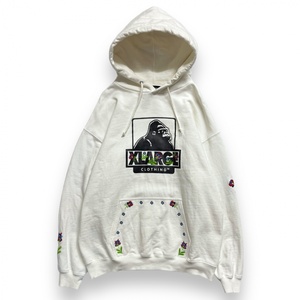 XLARGE エクストララージ FLOWER OG PULLOVER HOODED SWEAT フラワー 刺繍 プルオーバー スウェット パーカー フーディー 花柄 L ホワイト