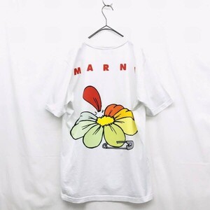 NZ3156●21ss MARNI バック フラワープリント Tシャツ●44●ホワイト マルニ HUMU0205P0