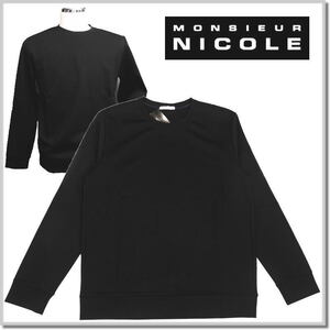 ムッシュニコル MONSIEUR NICOLE バーズアイダブルジャカード Tシャツ 4462-9800-49(BLACK)-46(M) 長袖Tシャツ トレーナー カットソー