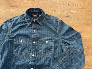 RRL ALASKA WORK SPORTS SHIRTS XS ジョニーデップ着用 ダブルアールエル インディゴ ネイティブ ストライプ ワークシャツ 長袖シャツ