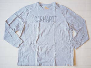 ☆送料無料☆ Carhartt カーハート USA直輸入 古着 長袖 ロゴ Tシャツ メンズ 2XL グレー トップス 中古 即決