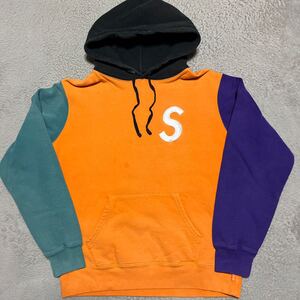 19ss Supreme Color Blocked S Logo Hooded Sweatshirt パーカー　スウェット　オレンジ　カラー　ブロック　M arc motion 