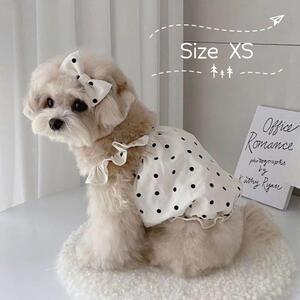 【新品】韓国風ドット柄 ワンピース 犬猫服 XS