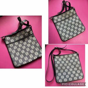 超レア★美品★LOEWE★ロエベ★アナグラム ショルダーバッグ キャンバス レザー　LOGO 斜めがけOK！希少品 コレクター 黒　旅行に最適