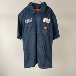 90s Dickies ディッキーズ　ワークシャツ　アメカジ　ワッペン　古着　半袖シャツ　シャツ