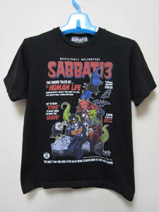 ＳＡＢＢＡＴ１３　プリント・半袖Ｔシャツ・Ｓ・黒／ブラック（サバト１３）